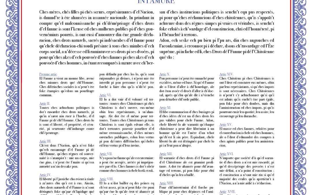 Déclaracion d’chés drots d’el Fanme pi d’el Chitoïenne